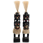 Комплект из 2-х деревянных статуэток Asmat Straw Headdress Statuettes Multicolor варинант исполнения - 1 | Loft Concept в Екатеринбурге