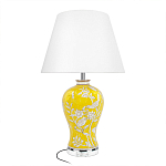 Настольная лампа желтая с изображением белых птиц Flight Among Acacia варинант исполнения - 1 | Loft Concept в Екатеринбурге