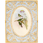 Декоративный постер с изображением птиц в раме с рельефным растительным узором Blooming Birds Poster варинант исполнения - 12 | Loft Concept в Екатеринбурге