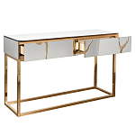 Консоль с ящиками зеркальная с золотым декором Gold Painted Mirror Console варинант исполнения - 2 | Loft Concept в Екатеринбурге