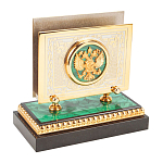 Настольный письменный набор из малахита и долерита с декором в виде герба России Leader Organizer варинант исполнения - 6 | Loft Concept в Екатеринбурге