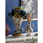 Ваза белого цвета из фарфора с цветочным рисунком и бронзовыми ручками с фигурками птиц Eden Garden porcelain and bronze варинант исполнения - 6 | Loft Concept в Екатеринбурге