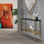 Консоль овальной формы золотая с полкой для хранения Craig варинант исполнения - 4 | Loft Concept в Екатеринбурге