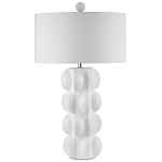 Настольная лампа белая с тканевым абажуром в форме цилиндра Morphing варинант исполнения - 4 | Loft Concept в Екатеринбурге