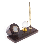 Настольный письменный набор с глобусом и ручкой из натурального обсидиана World Globe варинант исполнения - 2 | Loft Concept в Екатеринбурге