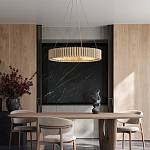 Люстра круглая из толстых деревянных реек Natural Style варинант исполнения - 4 | Loft Concept в Екатеринбурге