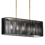 Люстра подвесная овальной формы с металлическим решетчатым абажуром матово-черного цвета и 5 лампами Kichler варинант исполнения - 1 | Loft Concept в Екатеринбурге