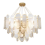 Люстра с многослойным эффектом из овальных элементов из непрозрачного стекла Conformation варинант исполнения - 4 | Loft Concept в Екатеринбурге