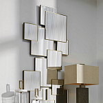 Золотое зеркальное панно из зеркальных квадратов Overlapping варинант исполнения - 2 | Loft Concept в Екатеринбурге