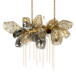 Люстра подвесная с 22-мя гранёными стеклянными плафонами с вертикальными подвесками Gilded Mirage  варинант исполнения - 7 | Loft Concept в Екатеринбурге