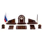 Настольный письменный набор с часами из природного камня обсидиана  Contract Extended варинант исполнения - 1 | Loft Concept в Екатеринбурге