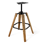 Барный стул со спинкой и подлокотниками на 4-х коричневых деревянных ножках Бежевый Велюр Ava Charm варинант исполнения - 6 | Loft Concept в Екатеринбурге