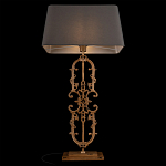 Настольная лампа на ажурном чугунном основании с тканевым серым абажуром Openwork Lamp варинант исполнения - 4 | Loft Concept в Екатеринбурге