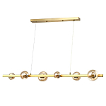 Люстра светодиодная линейная с 6-ю круглыми плафонами коньячного цвета Iona Chandelier Brass  варинант исполнения - 1 | Loft Concept в Екатеринбурге