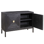 Тумба черная из дерева двухдверная Geometric Double Door Nightstand варинант исполнения - 1 | Loft Concept в Екатеринбурге