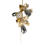 Люстра подвесная вытянутой формы с плафонами из стекла и металла с тремя вертикальными подвесками Gilded Mirage  варинант исполнения - 4 | Loft Concept в Екатеринбурге