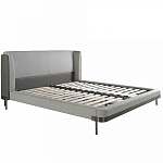 Кровать двуспальная серая с мягким изголовьем из экокожи и ткани Modern Look варинант исполнения - 2 | Loft Concept в Екатеринбурге