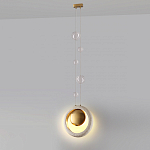 Подвесной светильник с бежевым текстурным кольцом и латунным шаром в центре Tactile  варинант исполнения - 5 | Loft Concept в Екатеринбурге