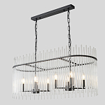 Люстра подвесная овальная со стеклянными прозрачными трубками и металлическим каркасом черного цвета Nembus варинант исполнения - 5 | Loft Concept в Екатеринбурге