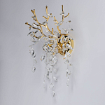 Бра золотого цвета с декоративными ветвями и прозрачными подвесками в форме листьев Droplet Chandelier варинант исполнения - 3 | Loft Concept в Екатеринбурге