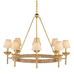 Люстра из кованого железа с отделкой плетеной веревкой и сусальным золотом Parisian Style варинант исполнения - 1 | Loft Concept в Екатеринбурге