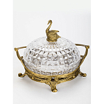 Конфетница из прозрачного рельефного стекла с ручкой и фигуркой лебедя Eden Garden варинант исполнения - 2 | Loft Concept в Екатеринбурге