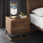 Прикроватный деревянный столик с 2-мя ящиками Moon Walnut Furniture варинант исполнения - 1 | Loft Concept в Екатеринбурге