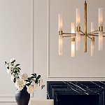 Люстра золотая с 16-ю тонкими цилиндрическими плафонами Shoulders варинант исполнения - 3 | Loft Concept в Екатеринбурге