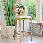 Барный стул золотистый из натурального бука с изображением птицы и цветов Blooming Birds варинант исполнения - 2 | Loft Concept в Екатеринбурге