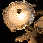 Люстра подвесная круглая с ветвистыми бронзовыми элементами и стеклянными рифлеными дисками Textured Glass Chandelier варинант исполнения - 5 | Loft Concept в Екатеринбурге