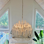 Люстра белая с несколькими ярусами деревянных палочек Bright Wooden Chandelier варинант исполнения - 2 | Loft Concept в Екатеринбурге