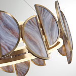 Люстра круглая с полукруглыми плафонами из искусственного алебастра в бронзовой оправе Marbella варинант исполнения - 4 | Loft Concept в Екатеринбурге