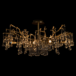 Потолочная люстра в виде ветвей деревьев золотого цвета с прозрачными подвесками-каплями Droplet Chandelier варинант исполнения - 2 | Loft Concept в Екатеринбурге