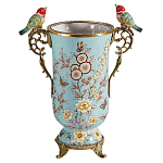 Ваза с двумя птичками из фарфора с бронзовыми элементами Garden of Eden варинант исполнения - 1 | Loft Concept в Екатеринбурге