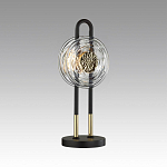 Настольная лампа черного цвета с круглым прозрачным стеклянным плафоном Virelia  варинант исполнения - 3 | Loft Concept в Екатеринбурге