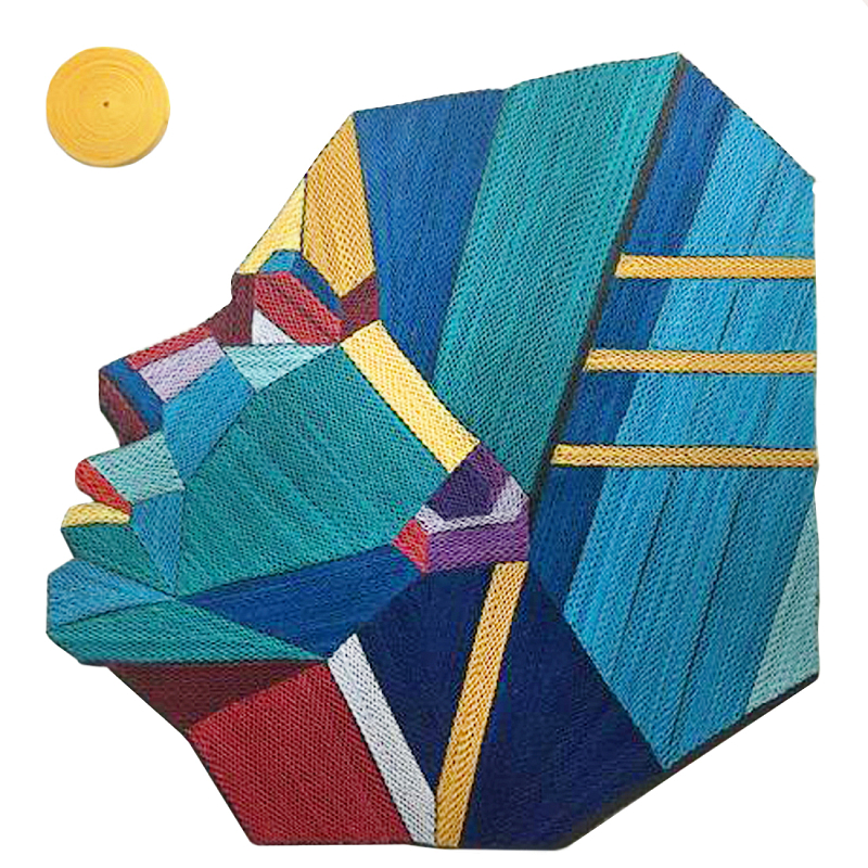 Арт объект на стену из нитей Девушка и Солнце wall panel Girl and Sun Бирюзовый Коричневый в Екатеринбурге | Loft Concept 