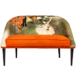 Диван двухместный из натурального бука оранжевый с цветным принтом Impressionism in Art варинант исполнения - 1 | Loft Concept в Екатеринбурге
