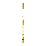 Подвесной светильник цилиндрической формы с плафоном из алебастра и металлическими торцами Латунь 60 см Cryptocrystalline Stone варинант исполнения - 2 | Loft Concept в Екатеринбурге