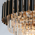 Люстра из черного металла с многоярусными подвесками из прозрачного хрусталя на золотой цепи Empire Black Chandelier Crystal варинант исполнения - 6 | Loft Concept в Екатеринбурге