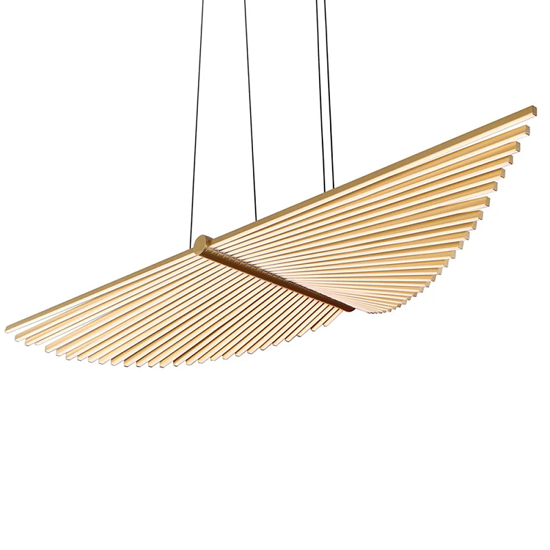 Люстра в виде распахнутых крыльев из тонких металлических планок Flight of Freedom Черный Золотой в Екатеринбурге | Loft Concept 