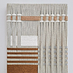 Панно из шнура Бежевая геометрическая абстракция wall panel line beige  варинант исполнения - 1 | Loft Concept в Екатеринбурге