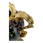 Ваза из фарфора черная с цветочной росписью и бронзовыми элементами Spring Garden варинант исполнения - 2 | Loft Concept в Екатеринбурге