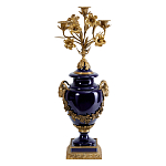 Подсвечник из темно-синего фарфора с бронзовыми элементами и цветами Eden Garden варинант исполнения - 1 | Loft Concept в Екатеринбурге