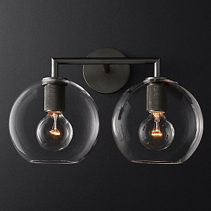Бра RH Utilitaire Globe Shade Double Sconce Black