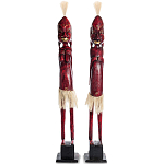 Комплект из 2-х деревянных статуэток Asmat Tall Statuettes Red варинант исполнения - 1 | Loft Concept в Екатеринбурге