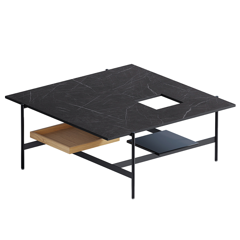Karat журнальный столик цвета тёмный камень с съемным подносом Серый Черный в Екатеринбурге | Loft Concept 
