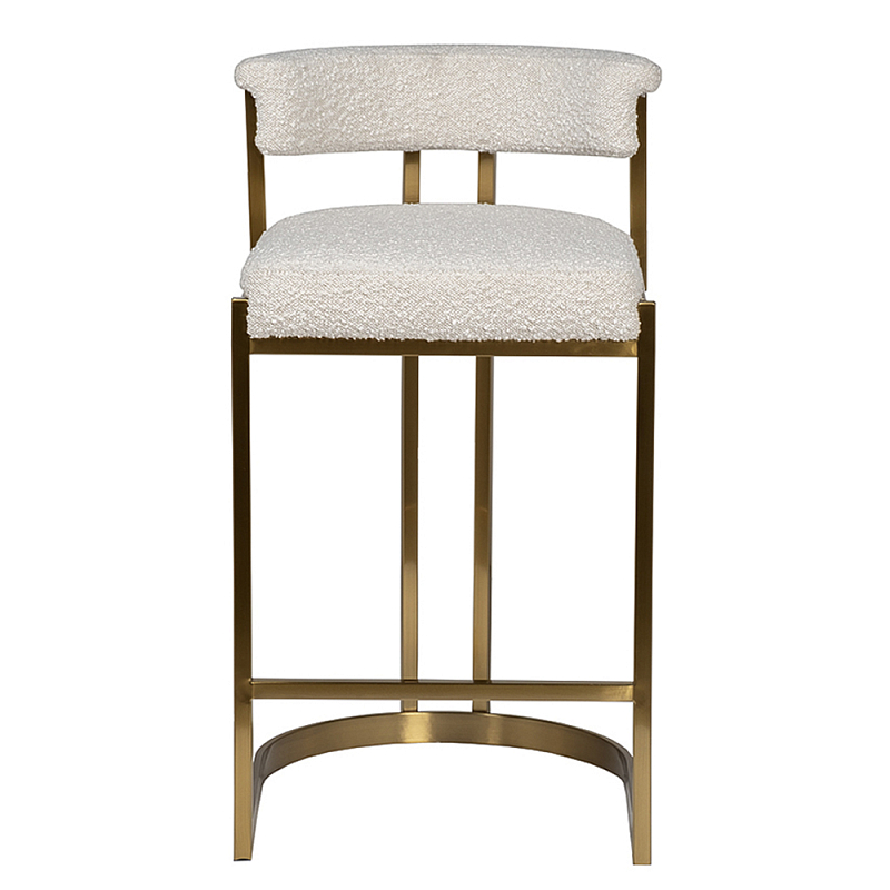 Стул барный букле бежевый с каркасом цвета матовое золото Tactility Бежевый матовое золото в Екатеринбурге | Loft Concept 