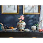 Блюдо овальное из голубого фарфора с ручками в виде бабочек и цветочным рисунком Blue Garden варинант исполнения - 4 | Loft Concept в Екатеринбурге