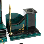 Настольный письменный набор из змеевика тёмно-зелёного цвета с декором в виде орла Successful Leader варинант исполнения - 5 | Loft Concept в Екатеринбурге