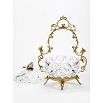 Конфетница с бронзовой ручкой и фарфоровой птичкой на крышке Eden Garden варинант исполнения - 2 | Loft Concept в Екатеринбурге